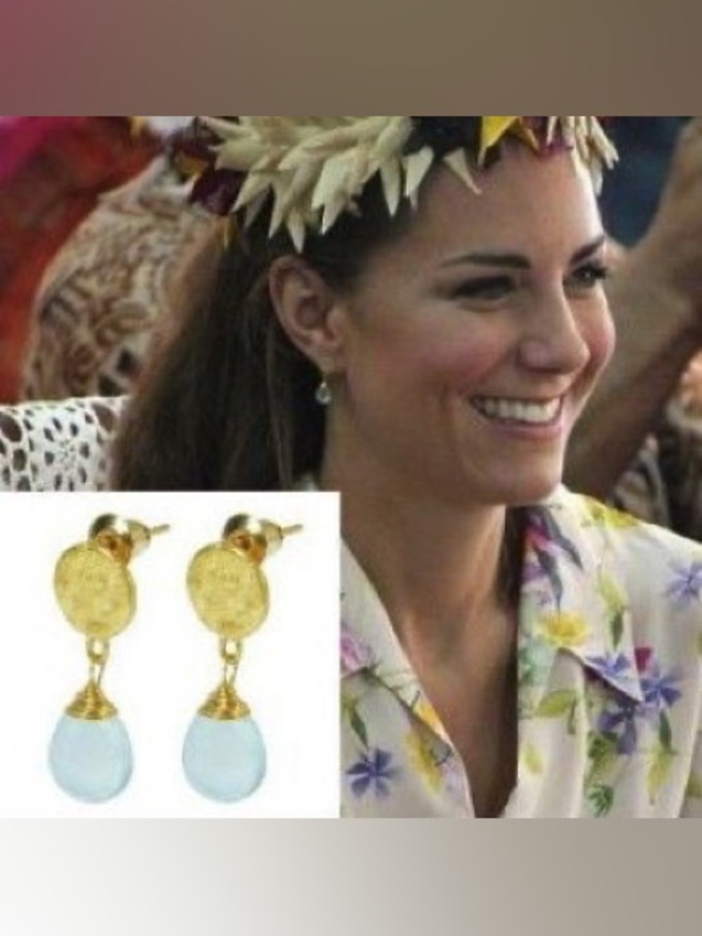 As seen on Kate Azuni Teardrop Dangle Earrings and bracelet with Light Blue Gem